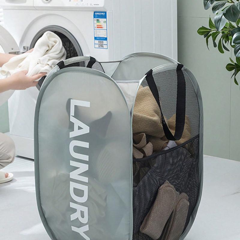 Mesh Laundry Hamper Grey Closet Organizer Bedroom School Dorm Essentials Clothes Organizer College Storage Organization Storage Bag Organizer