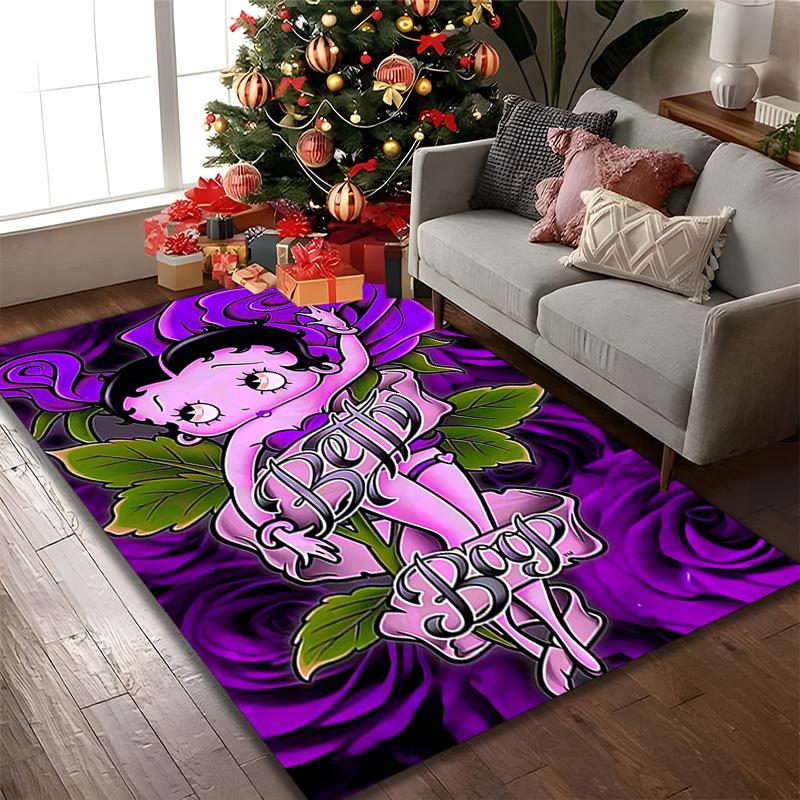 Betty Boop Print Area Rug, Multi-functional Office Chair Sofa Carpet, Easy Clean Carpet for Home and Living Spaces