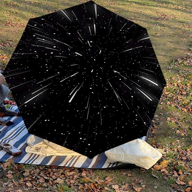 1 Stück Weltraum Sterne Regenschirm - 8 Speichen verstärkt, Automatisches Öffnen, Leicht & Langlebig, Niedliches Modeaccessoire für Draußen - K1236