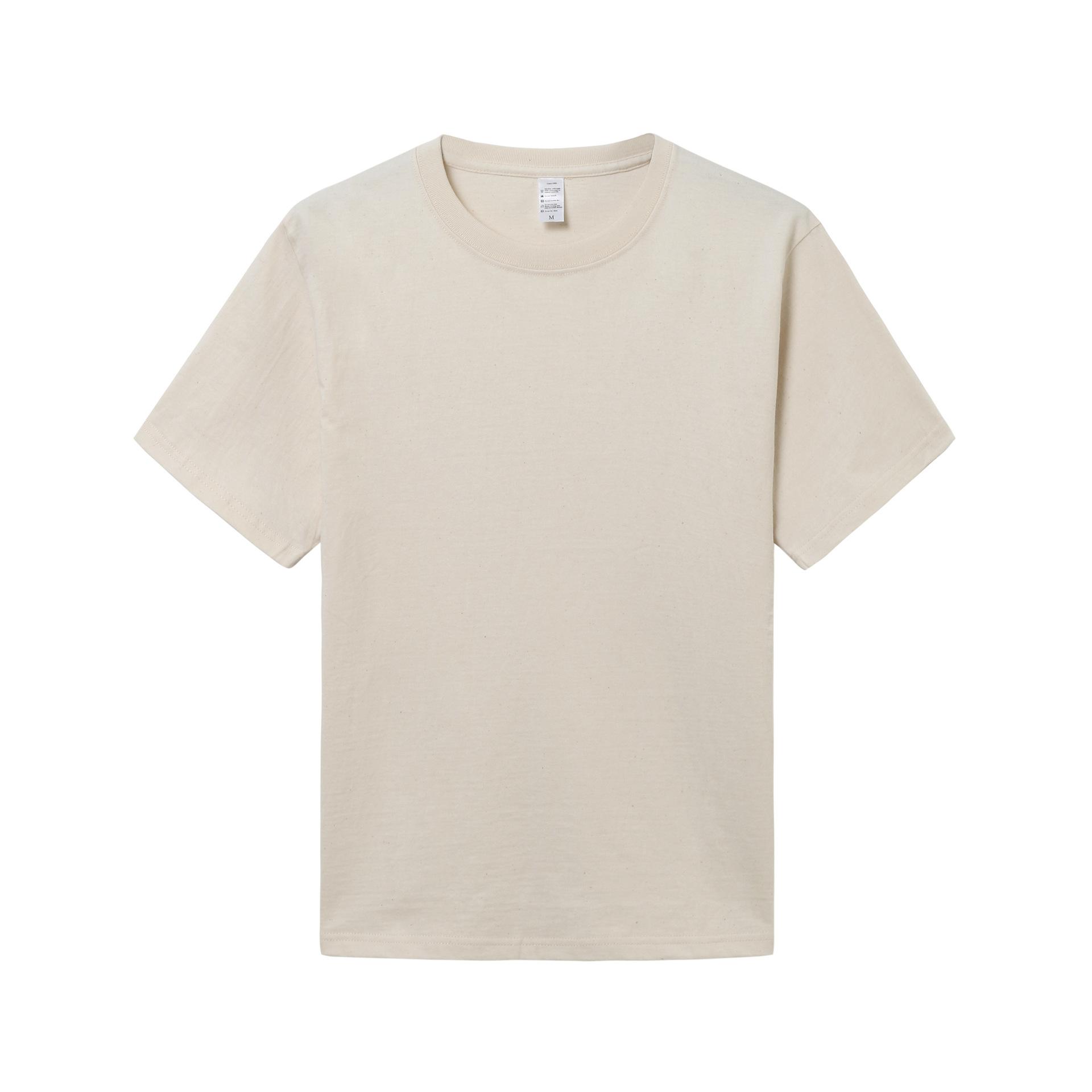 Футболка из хлопка 230 г мужская и женская свободная повседневная с толстым круглым вырезом чисто белая с короткими рукавами удобная уникальная красивая и самая яркая одежда XS бежевый 1498₽