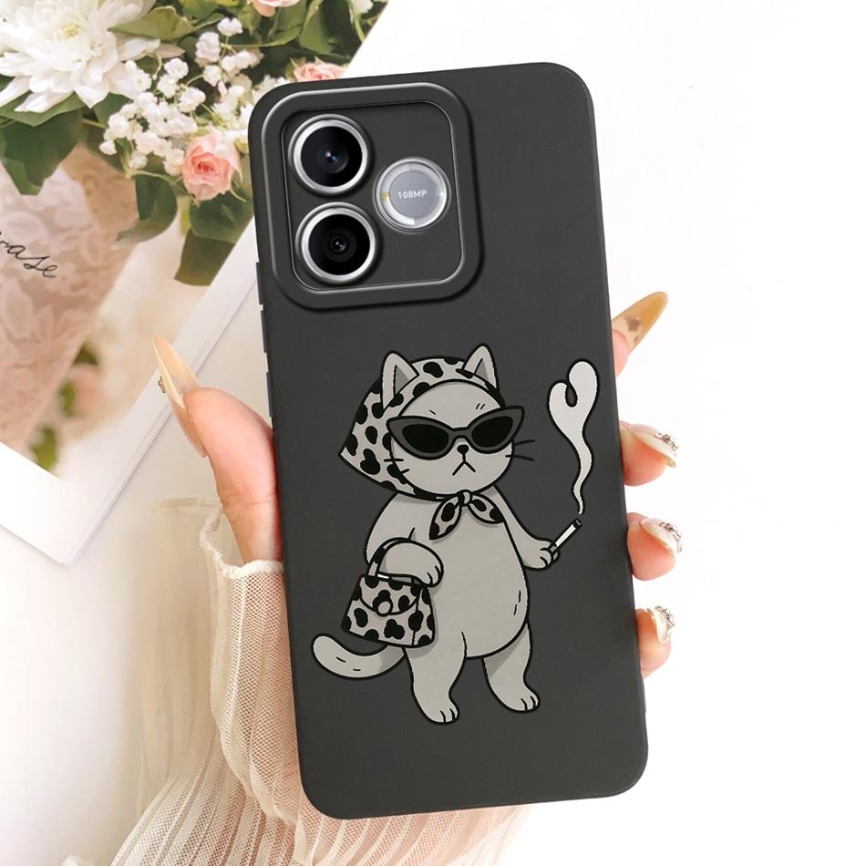 For Honor 600 Lite 5G Honor600 Cute Cat Flower Cartoon Phone Case For Honor 600 600Lite Soft Silicone Covers Bumpers