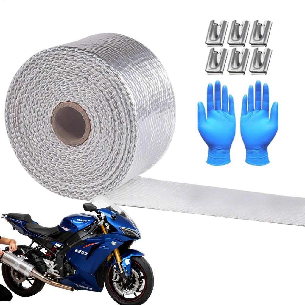 10m*5cm Exhaust Pipe Insulation Tape Set Exhaust Heat Tape Manifold Downpipe High Temperature Bandage Adhesive Tape Kit