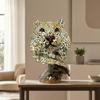 Leopard Head Bust HandhandPainted Big Cat Sculpture with Base Textured Cheetah Statue for Art