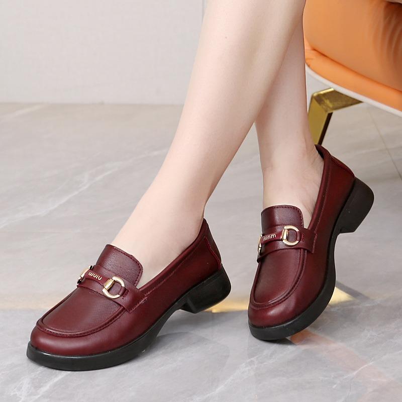 Women's shoes women's new flat heel platform work shoes soft sole small leather shoes women's shoes single shoes