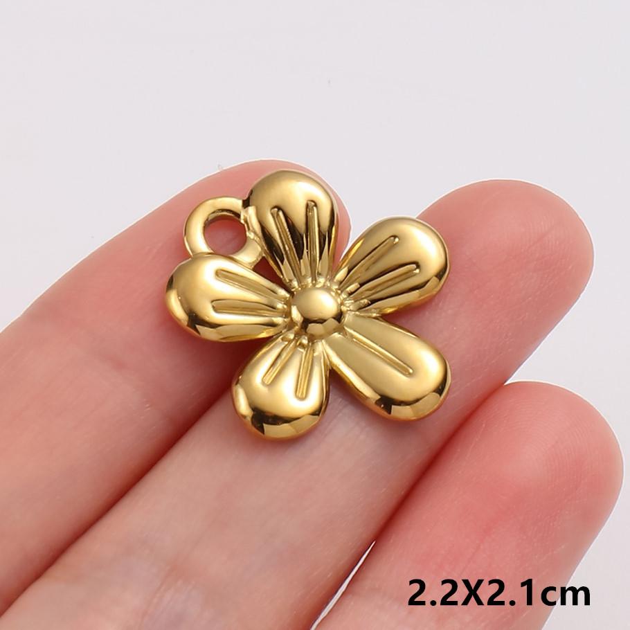 5pcs/Lot Exquisite Fashion Stainless Steel Hollow Flower Pendants For Jewelry Making Bracelets Necklace Plant Charm DIY Findings