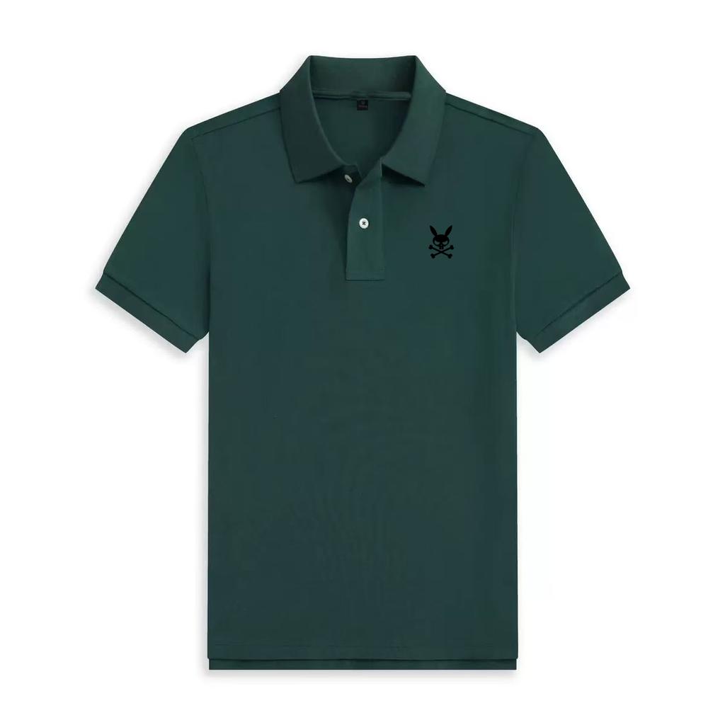 Sommer Herren Kaninchenschädel Design Kurzarm Poloshirt
