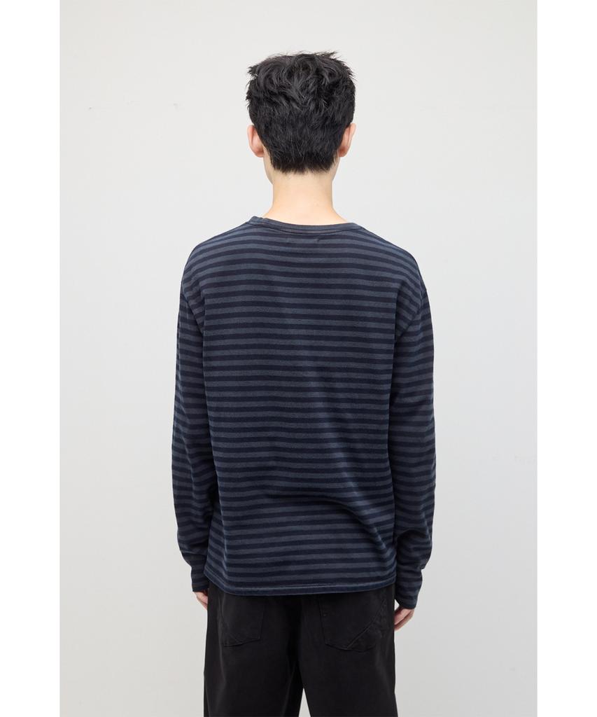 HATCHINGROOM Vtg Stripe Tee Dyed Blue Black