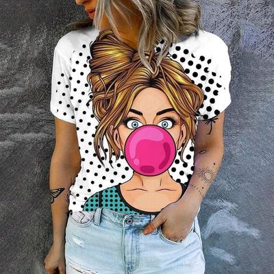 Women's T-Shirt Fashion Art Face And Animals Pattern Print T-Shirt Women's Leisure Short Sleeve T-Shirt 2024 Summer T-Shirt