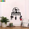 Modern Cat Key Hanger Wall Decor Metal Key Holder 5 Hooks Iron Art Space Saving Gift for Cat Lovers