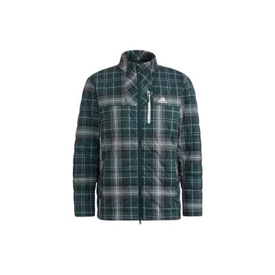 Karomuster Logo Reißverschluss Langarm Baumwolljacke Herrenjacke Grün HG8218
