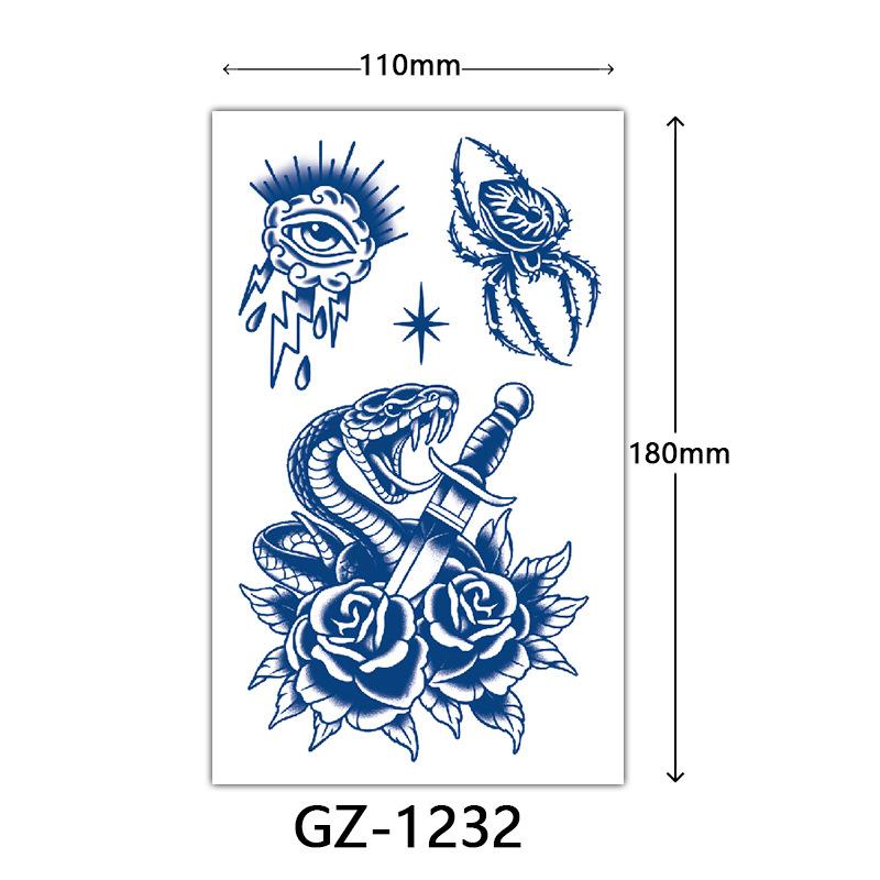Herbal Tattoo Stickers, Juice Tattoo Stickers, Semi-Permanent English Letter Tattoo Stickers Tattoo
