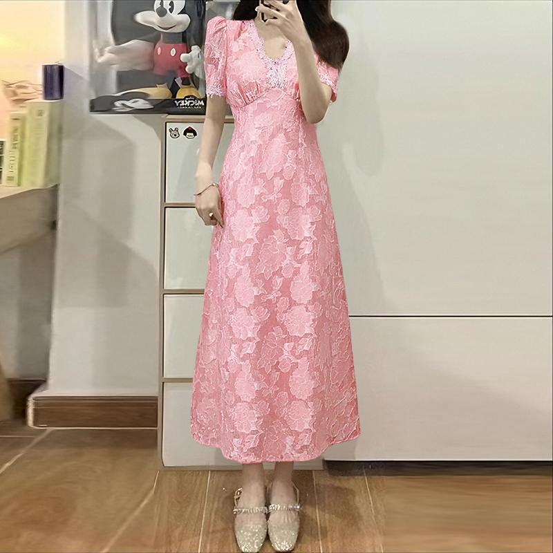 ZANZEA Women V-Neck Summer Short Sleeve Patchwork Lace Dress