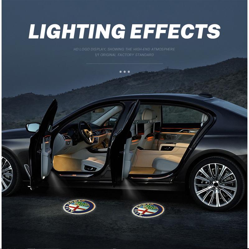 2026 Heißer Alfa Romeo 2 Stück Auto Tür Willkommenslicht LED HD Projektor Lampe Innenleuchten für Alfa Romeo 4C 159 166 Spider Giulia 15