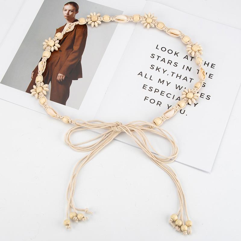 Bohemian Hand-woven Waist Chain Abacus Coconut Shell Beaded Decorative Dress Women's Waist Rope Ethnic Style Waist Belt