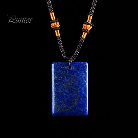 Hand Polished Stone Pendant Natural Crystal Necklace, Healing Energy Necklace with Adjustable Women Fake Jewelry Braided Rope, Gemstone for Men