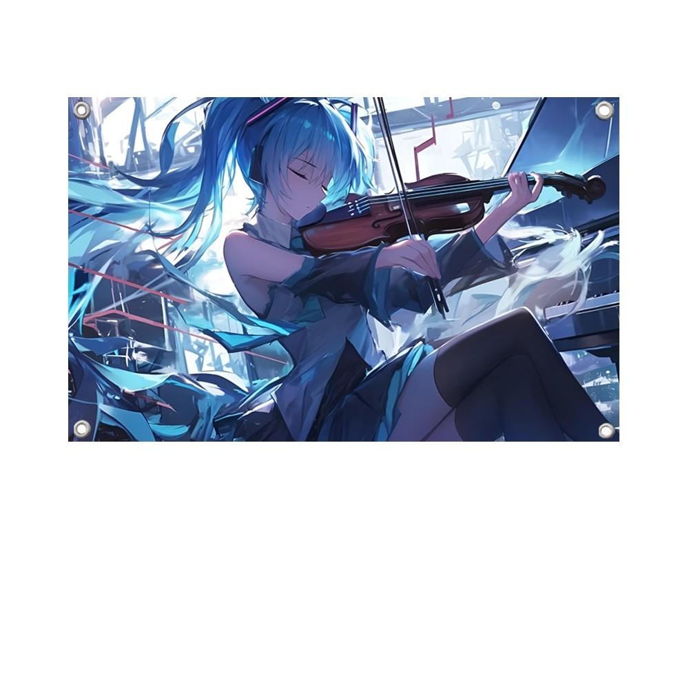 

1PC Japanese Anime Star Hatsune Miku Flag Banners Four Hole Flag Polyester Outdoor Decor Room Aesthetic 74x94cm(29x37in)
