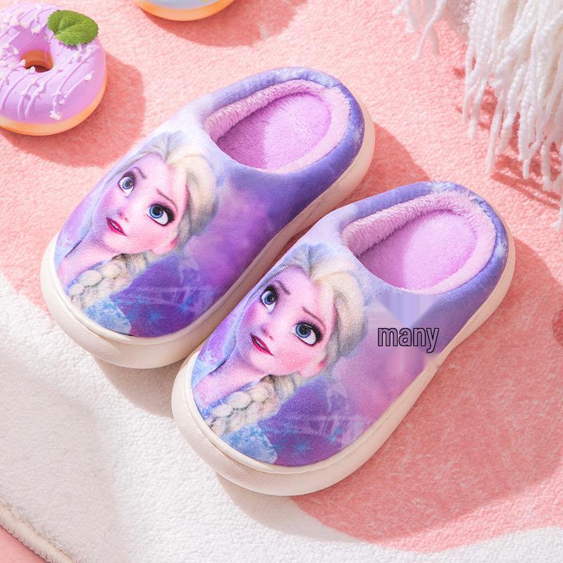 Antypoślizgowe bawełniane kapcie dla dziewczynek Elsa z Krainy Lodu - Jesień/Zima