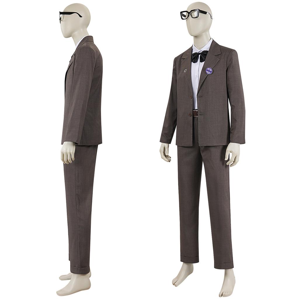 Carl Fredricksen Full Suit Cosplay Set, Up Elderly Character Stage Outfit with Glasses