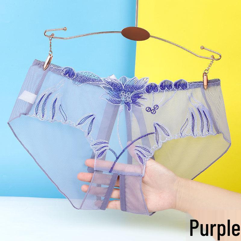 Yan Beiwei Plus Size Open Crotch Lace Lingerie - Transparent One-Piece Panties for Women