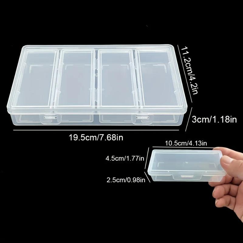 4 Grid Clear Storage Box with Individual Compartments Detachable Plastic Case for Small Items Jewelry Beads Crafts Hardware
