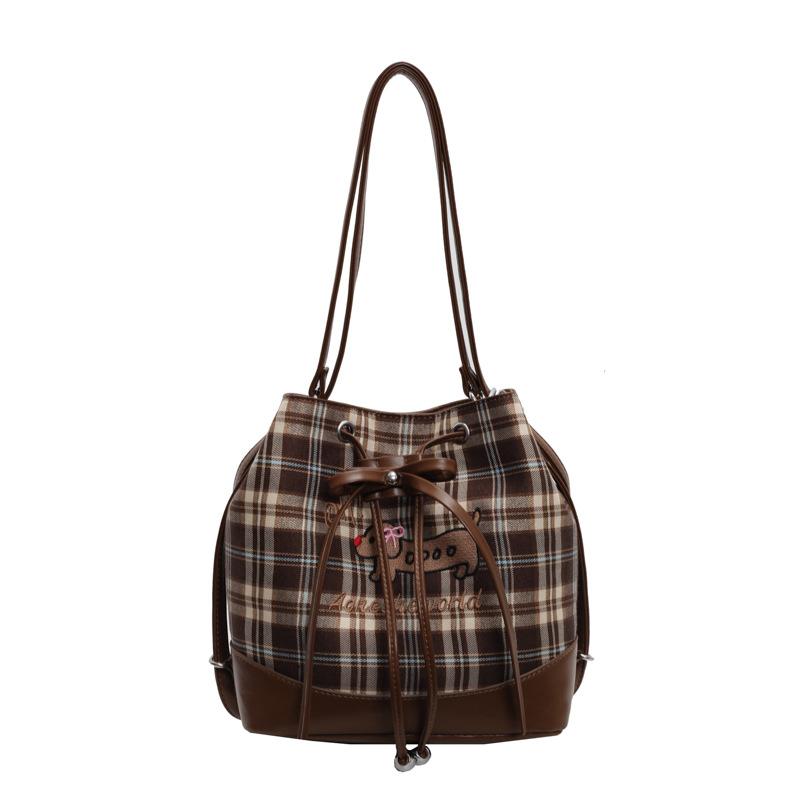 Plaid Dachshund Dog Bag Women's New Backpack Casual Large-capacity Bag