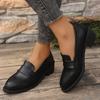 Spring New Pointed Toe Chunky Heel Women Shoes Slip On Medium Heel Loafers