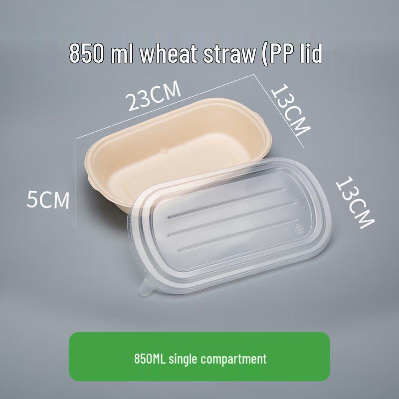 Biodegradable 850ml Pulp Food Containers with PP Lids (100-Pack)