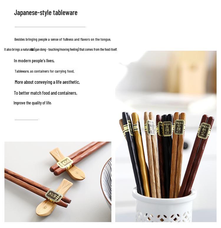 5 Pairs Japanese Wooden Chopsticks Set - Five Colors, Pointed Tip, Gift Box