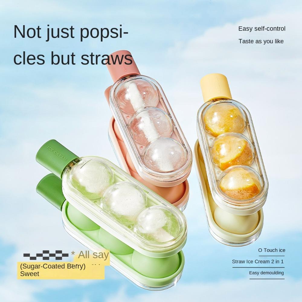 Silicone Ice Fruit Mould with Straw Ice Tray Portable DIY Ice Cube Tray Home
