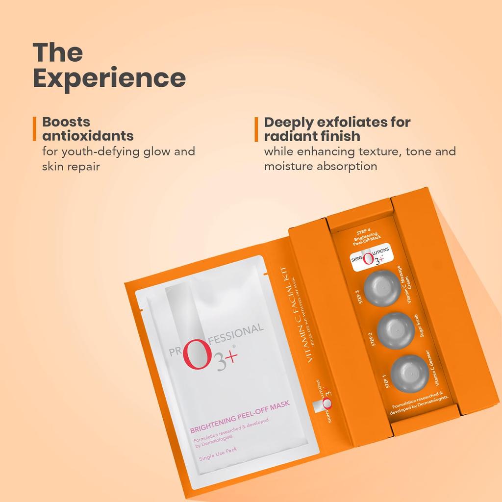 O3+ Vitamin C Facial Kit For Radiance And Even Tone Single Use 45 g Pack For Glow And Combination Skin Care Routine