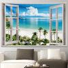 VIKAMA Tropical Ocean Beach Tapestry Coconut Tree Coast Wall Hanging Natural Island Style Window Decor Perfect for Living Rooms