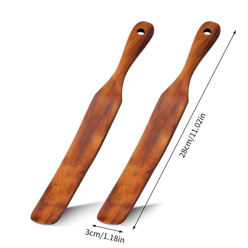 2 Piece Skinny Spurtle for Sourdough Starter, Mixing, Reaching Bottom of Jar, Dough Whisk, Wooden Spatula Kitchen Tool