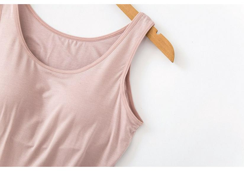 Modal Women's Wireless Strappy Tank Top with Built-in Bra Cups for Yoga