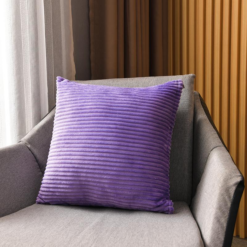Copricuscini decorativi morbidi a righe per la casa, federe quadrate in velluto a coste color crema