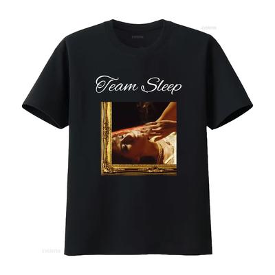 Camiseta de la Banda Team Sleep Portada del Álbum vintage Lavada Transpirable moda Versátil Ligeramente Suave Cómoda Elástica