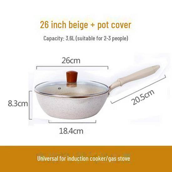 Maifan Stone Non-Stick Frying Pan: Volcanic Rock, Induction & Gas Compatible, Heightened Design, Small Household Cookware.