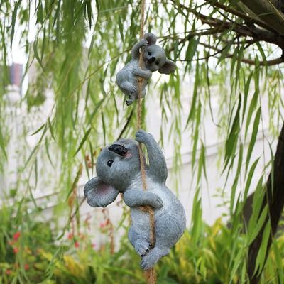 1pc Adorable Resin Swing Koala Bear Figurine - Perfect forFairy Garden Decoration and Outdoor Tree Hanging Decor!
