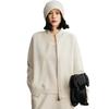 2025 Autumn/Winter Women's Cashmere Half-High Collar Cardigan with Double Zipper Pockets