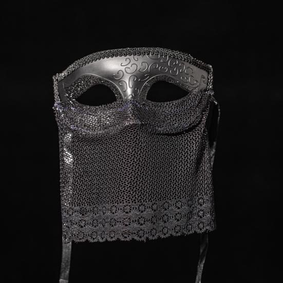 Masquerade Masque with Mesh Veil for Men And Women Mardi Gras Cosplay Masque for Halloween Venetian Ball Party