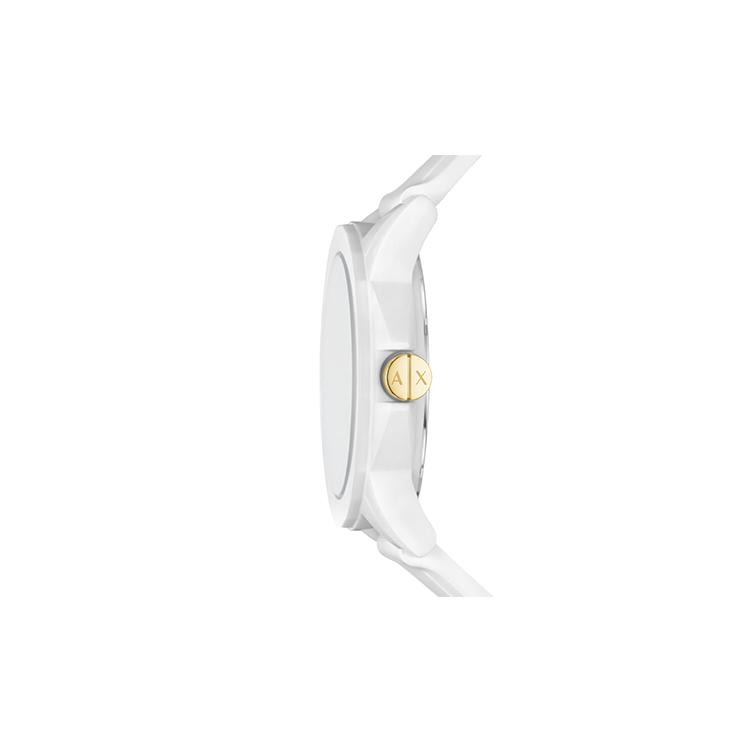 Armani Exchange AE Armbanduhr Quarzwerk Silikonarmband Weißes Zifferblatt Damenuhr AX7126