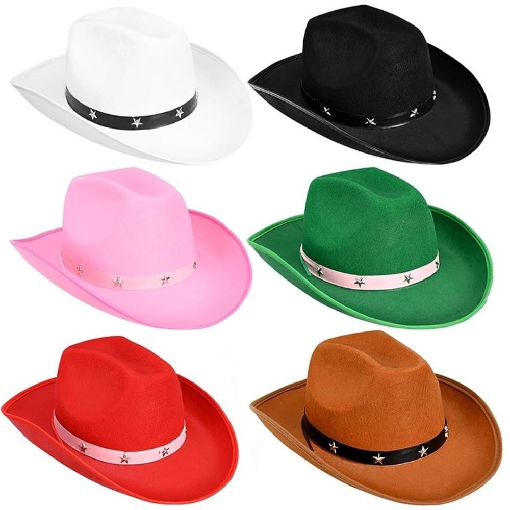 Star Decoration Western Cowboy Hat Felt Western Fedora Trendy Jazz Hat  Outdoor Photos