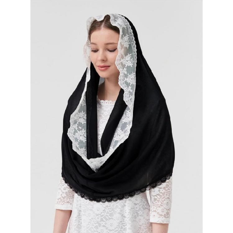 Skin Friendly Lace Headcover Communion Headcover Veil Religious Event Veil for Bridal Event, and Daily Fashion