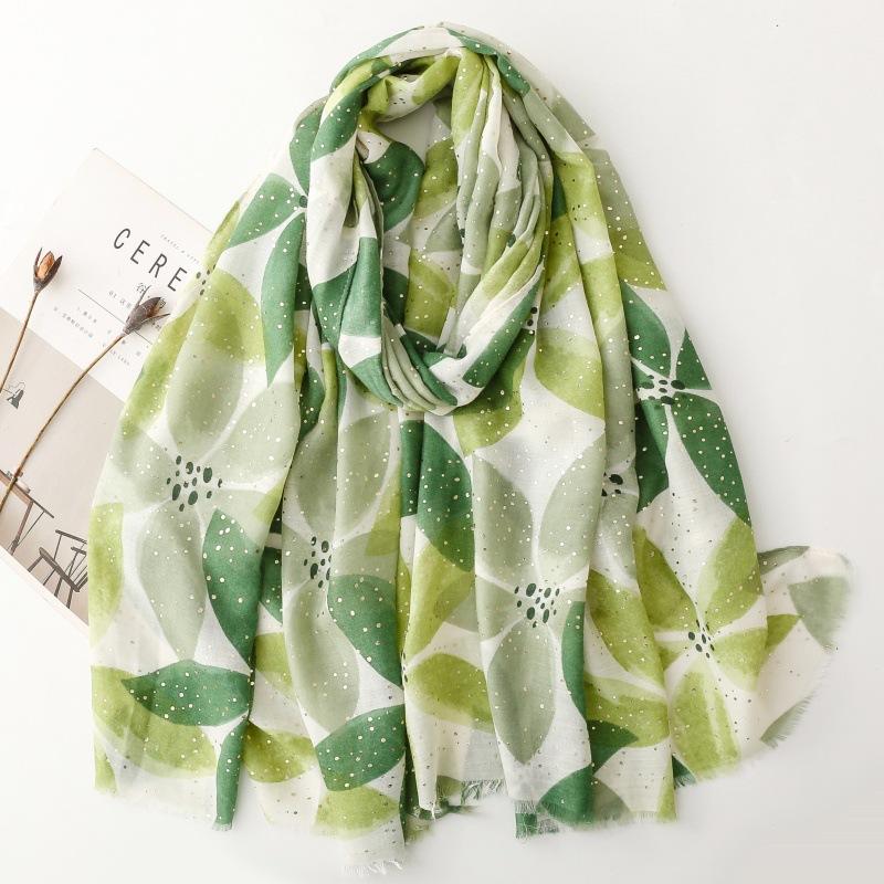 Bohemian Women Viscose Scarf Big Size 88*180cm Cotton Linen Feeling Leaf Soft Shawl Tassel Hijab Wrap Summer Soft Beach