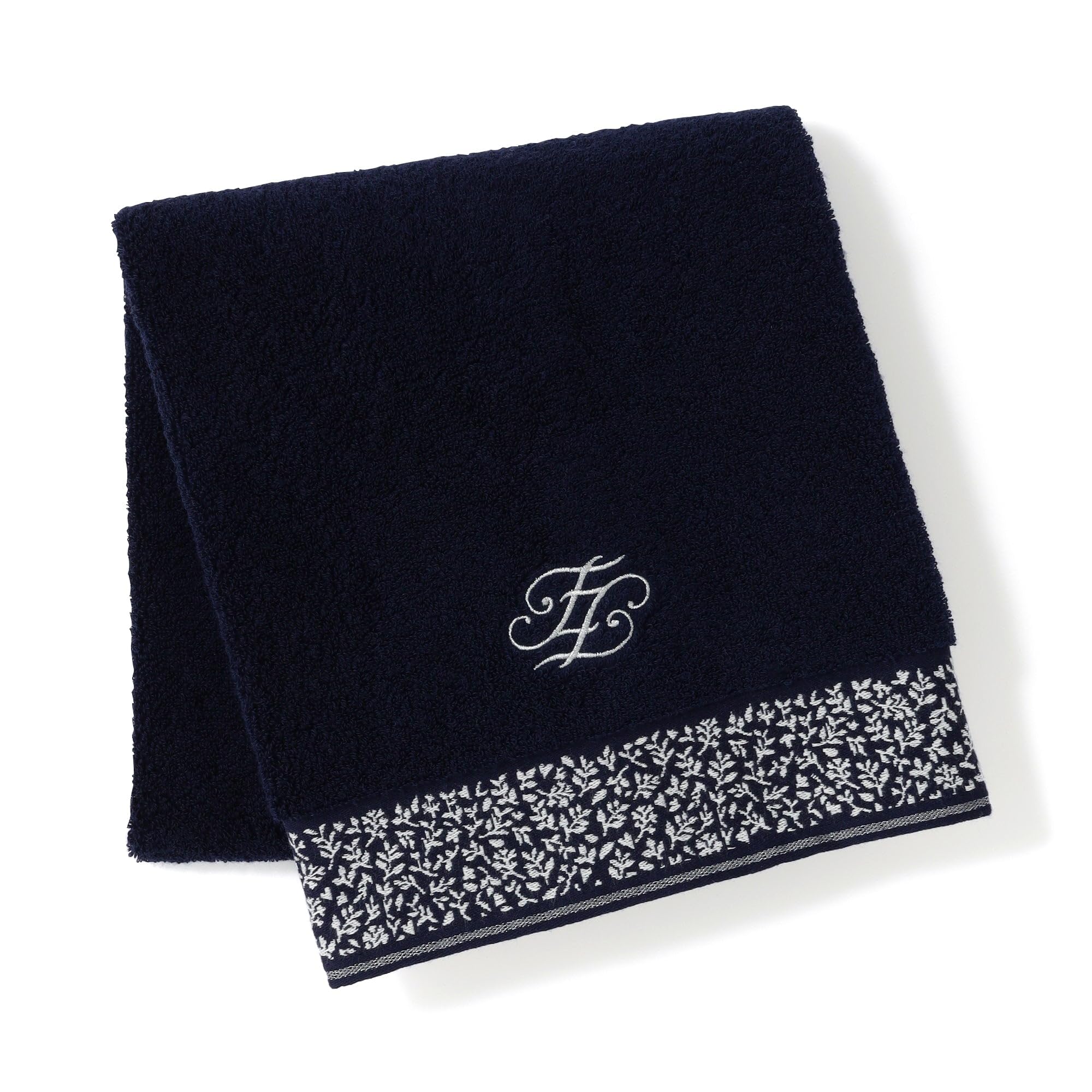 Francfranc Antibacterial and Deodorizing Plants Bath Cotton Towel, Navy,