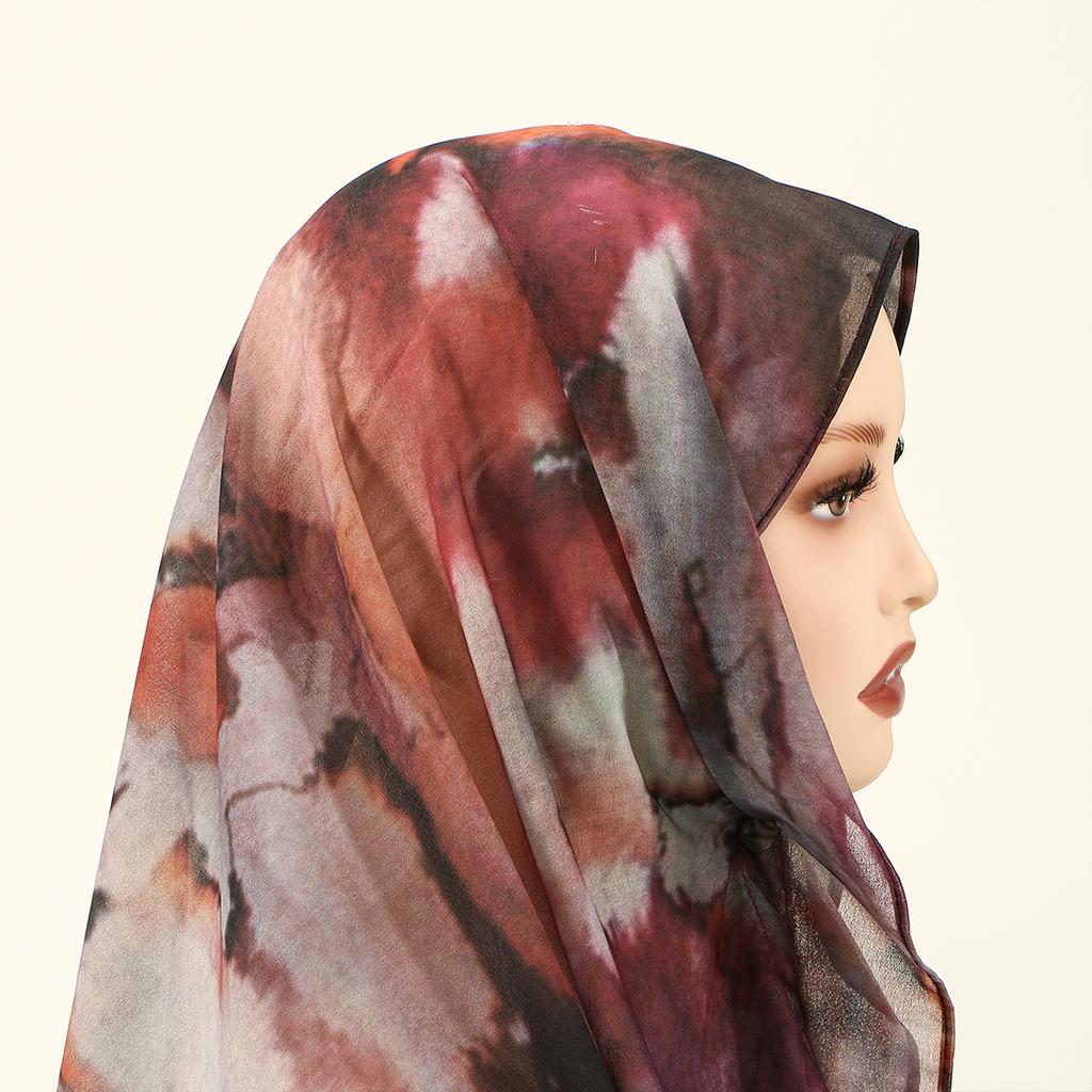 Neuankömmling Chiffon Sofort-Hijab Mit Eingebauten Magneten Bedruckt Einfach Zu Tragen Schal Wickeltuch Mit Unterkappe Für Muslimische Frauen