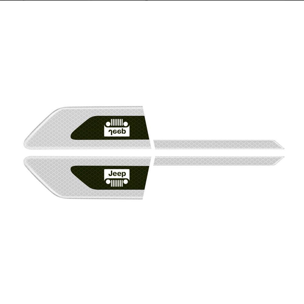 2Pcs Car Reflective Logo Side Body Fender Safety Warning Stickers For Jeep Compass Grand Cherokee Wrangler JK Gladiator Renegade