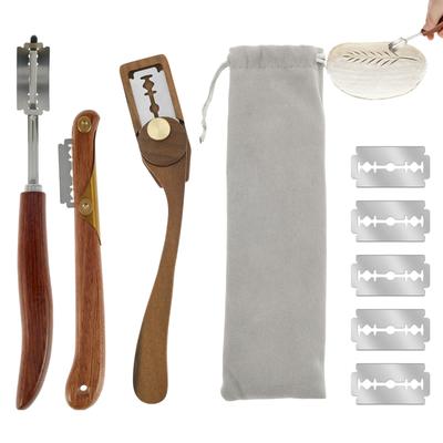 Cortador de Masa para Pan y Pastelería con Cuchillas Cuchillo para Tostadas Baguette Pan Mango de Madera Accesorio de Cocina para Panaderos Espátulas para Pastelería