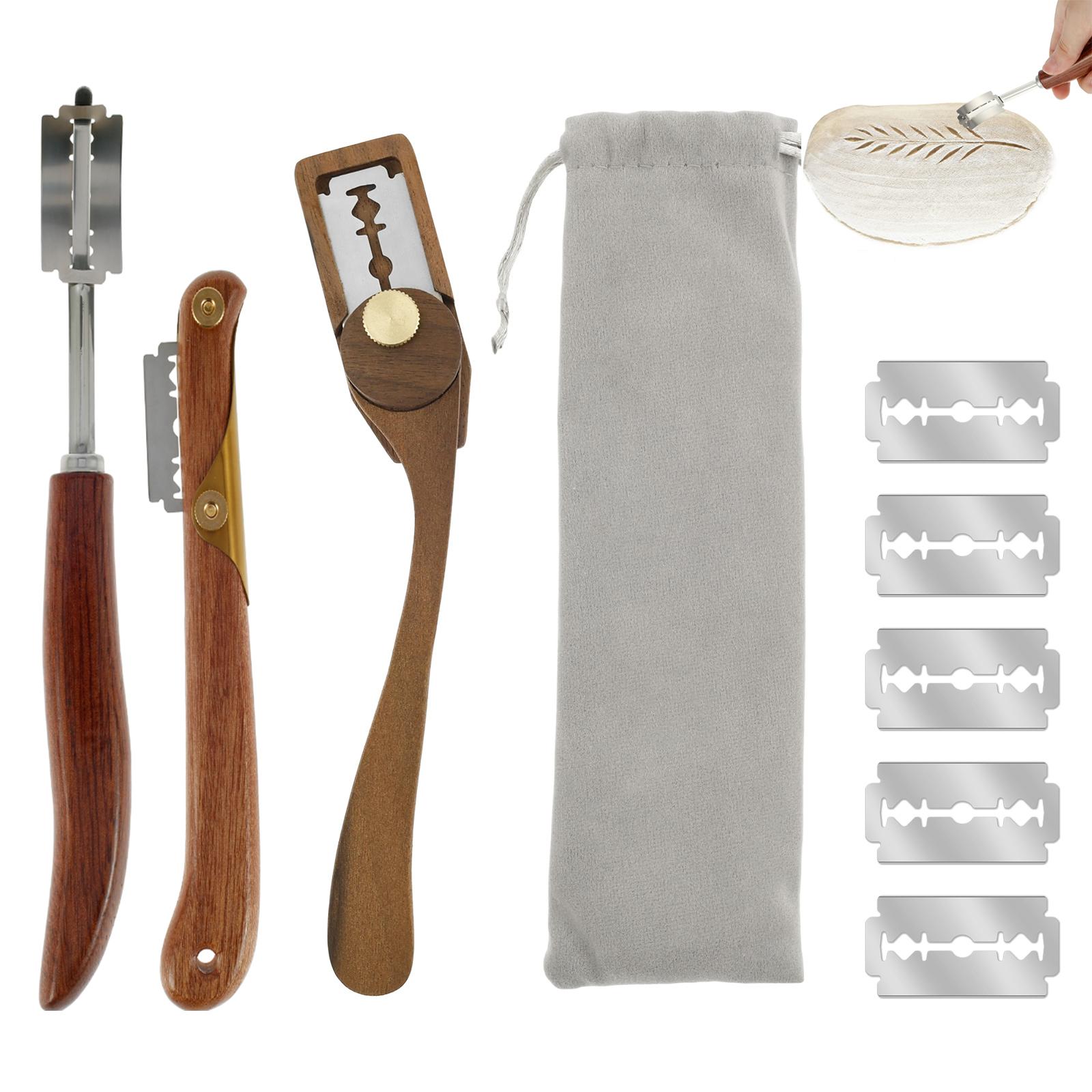 Dough Bread Pastry Cutter with Blades Toast Baguette Bread Knife Wooden Handle Bakers Kitchen Baking Accessory Pastry Spatulas