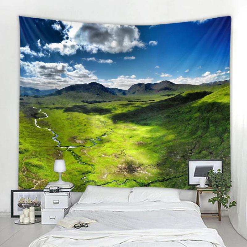 Grassland Forest Eye Protection Tapestry Green Landscape  Bohemian Style Home  Aesthetic  Design