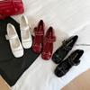Fashion Cowhide 2025 Women Pumps Round Toes Women Shoes Buckle Strap Patent Leather Classic Mary Janes Pumps Chaussure Femme